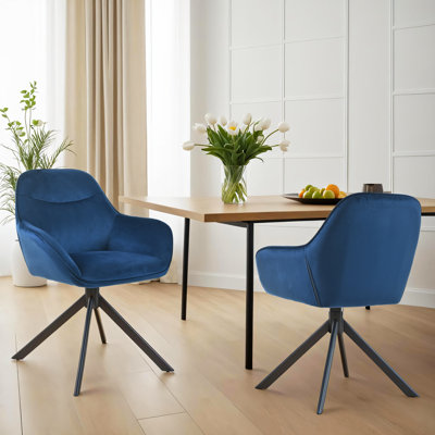 48.5cm H Swivel Upholstered Dining Chair with Ergonomic Back