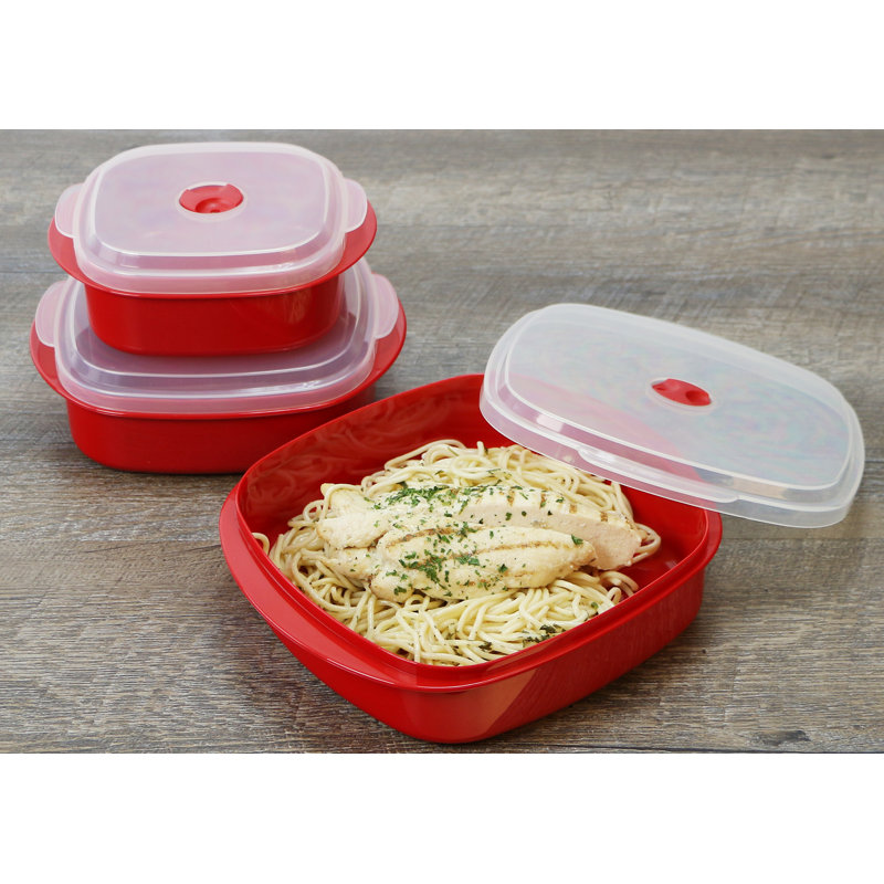 Ensemble de 3 contenants alimentaires Argelis, Rouge