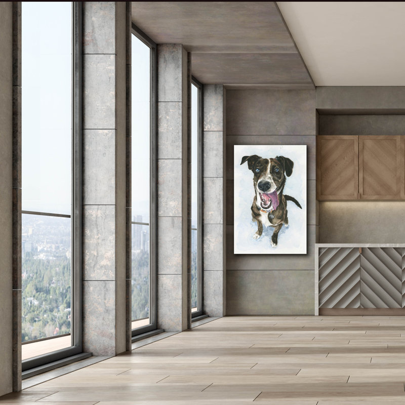  «Portrait souriant de chiots bringés» par Anika Goodhue, art mural sur toile, 40 po x 60 po