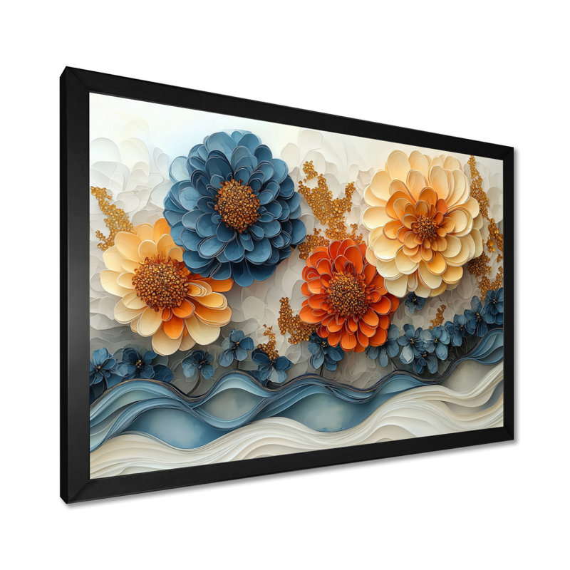 Jaciana - Floral Wall Art, Single Picture Framed Print, 30" H x 40" W, Black