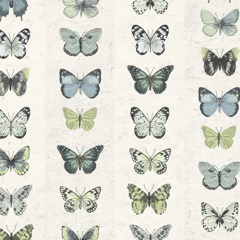  Rouleau de papier peint à rayures 33 pi x 20,5 po Butterflies, Vert