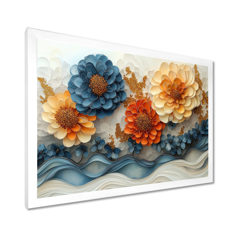 «Jaciana Dreamscape Dancing parmi les Zinnias II», art mural Zinnias, Reproduction encadrée d'une seule photo, Blanc