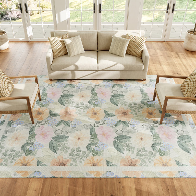Tapis d'intérieur ivoire multicolore 7 pi 6 po x 9 pi 10 po Saintfleur, Ivoire multicolore, Rectangle 7 pi 6 po x 9 pi 10 po