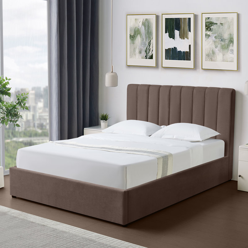 Evelynne Fabric Ottoman Bed Frame with Storage - , Double (4'6), Brown