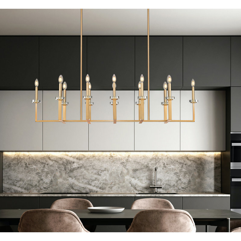 Lustre linéaire 12 lumières Parrish Mordern, Mordern Gold
