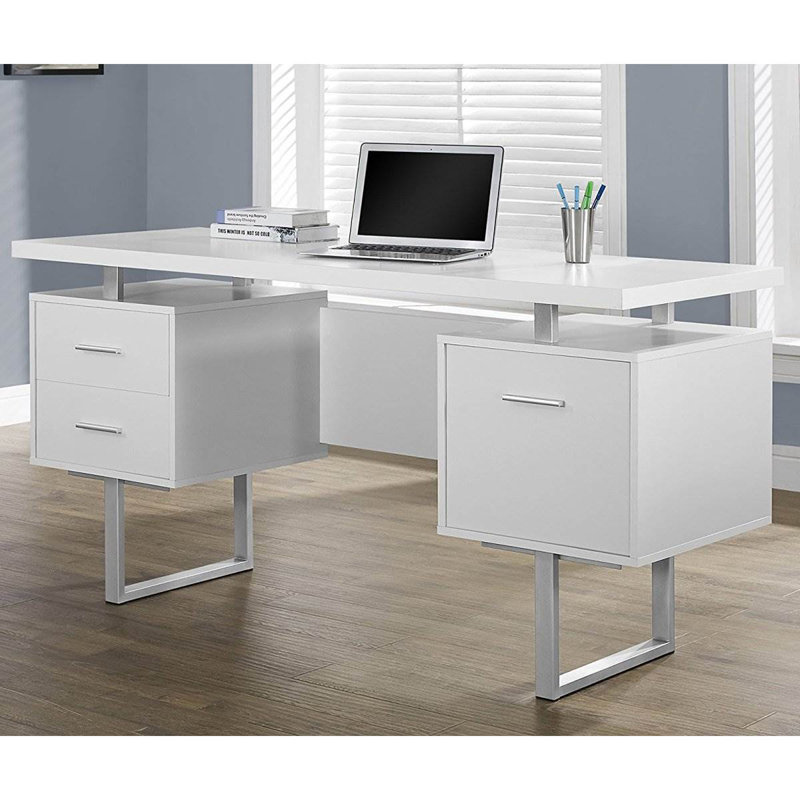 Computer Desk, White/Silver