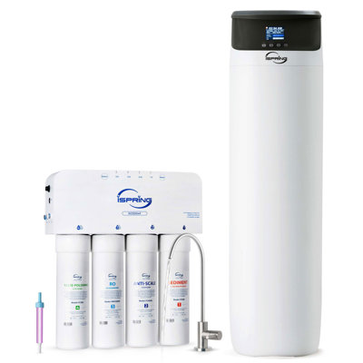 iSpring WCS50KG + RO5004F, adoucisseur d'eau pour toute la maison et système de filtration d'eau par osmose inversée sous évier, réduit le PFAS, le TDS et le plomb, solution complète d'adoucissement et de purification pour toute la maison