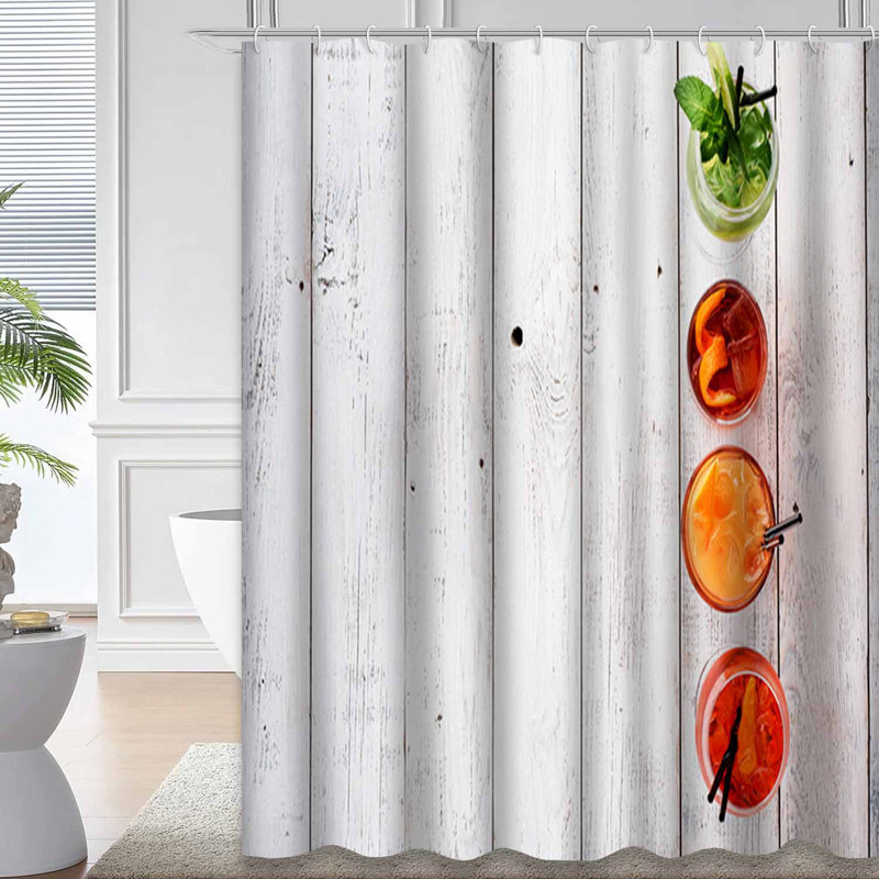 Rideau de douche à cocktail coloré avec 12 crochets, L 72 po x l 78 po