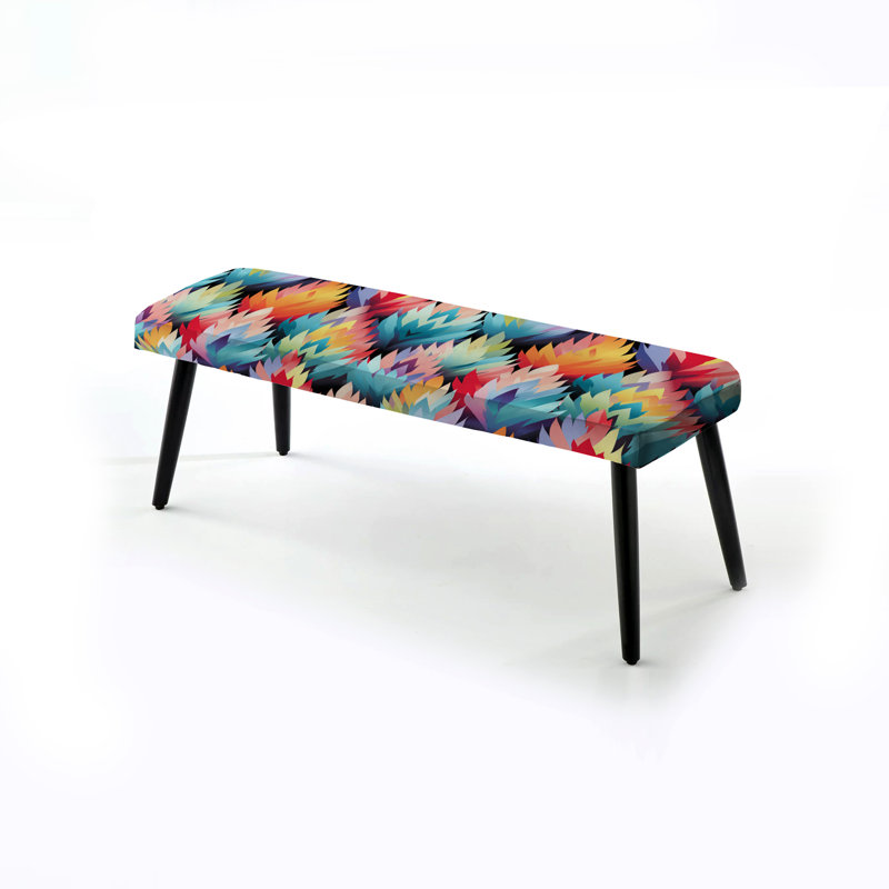Colorful Bohemian Ikat Harmony Brilliance - Ikat Upholstered Black Bench