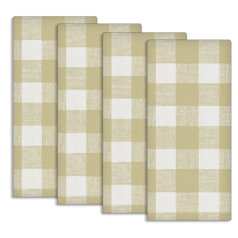 Cotton Plaid Tea Towel Kitchen Towel, Light Brown/White