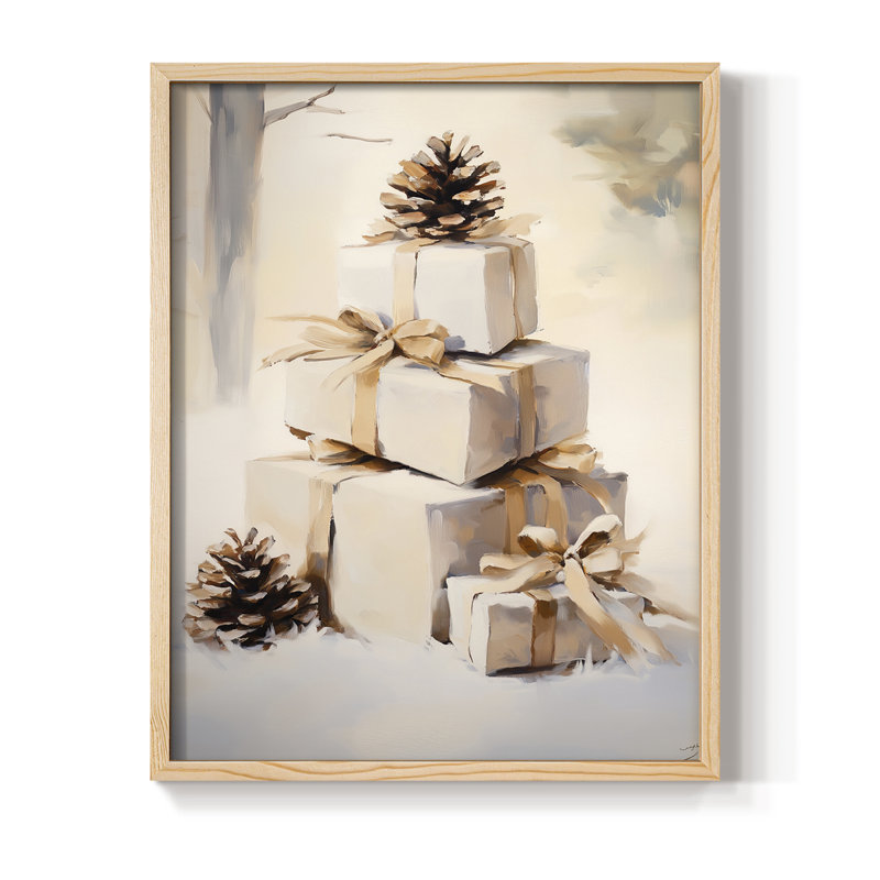 Art des Fêtes de Noël - Série 2 - CECXII, reproduction encadrée - bois massif, Naturel, H 30 po x l 24 po