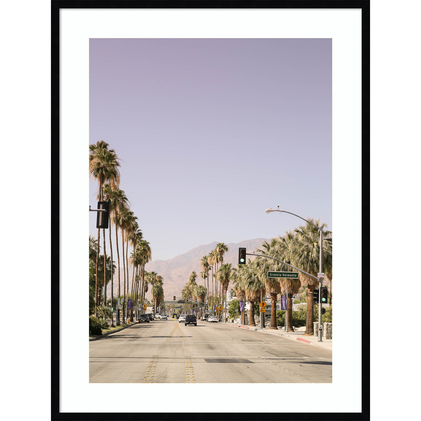 Daisey "Palm Spring Street" Print, Black, 41" H x 31" W
