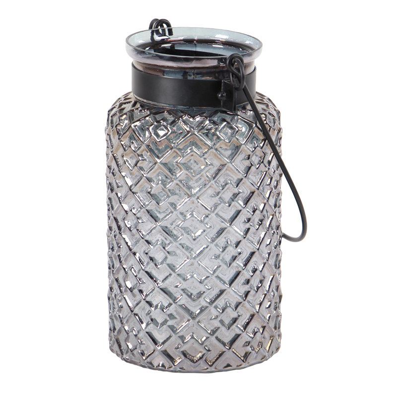 9'' H Glass Tabletop Candle Lantern, 12" H x 7" W x 7" D