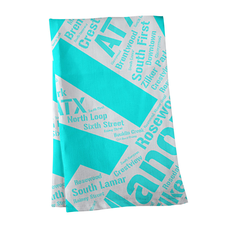 Serviette à thé « districts », Cyan, Austin