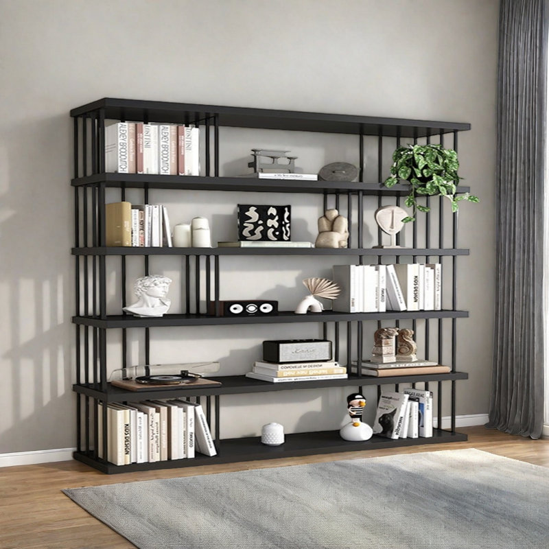 Classic storage-style bookcase, (5 Shelves) 75.9"H x 78.7"W x 13.7"D, Black
