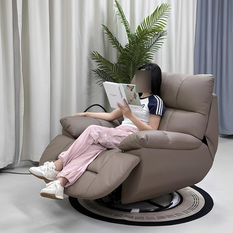 Fauteuil inclinable manuel ergonomique en similicuir, Café