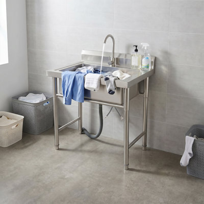 31.5 " L x 23.6 " W Silver Freestanding Handwash Station with Faucet
