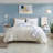 Swift Home Marilla 100% Cotton 5-Piece Clip Jacquard Pom Pom Texture Comforter Set - 2 Decorative Pillows Included - All-Seasonal Warmth, Durable, Easy Care-966380-966378