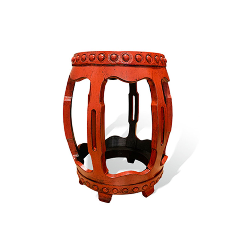 Tabouret tambour - rouge, 19" H x 16" W x 16" D, Red