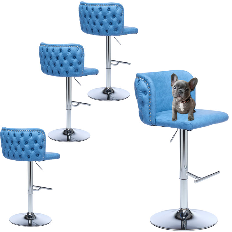 Ensemble de 4 tabourets de bar Modern, Chrome chrome, Crème