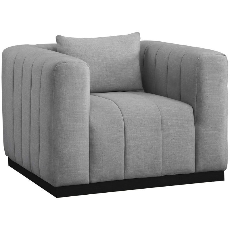 Izelle Upholstered Armchair, Grey Linen Textured Fabric