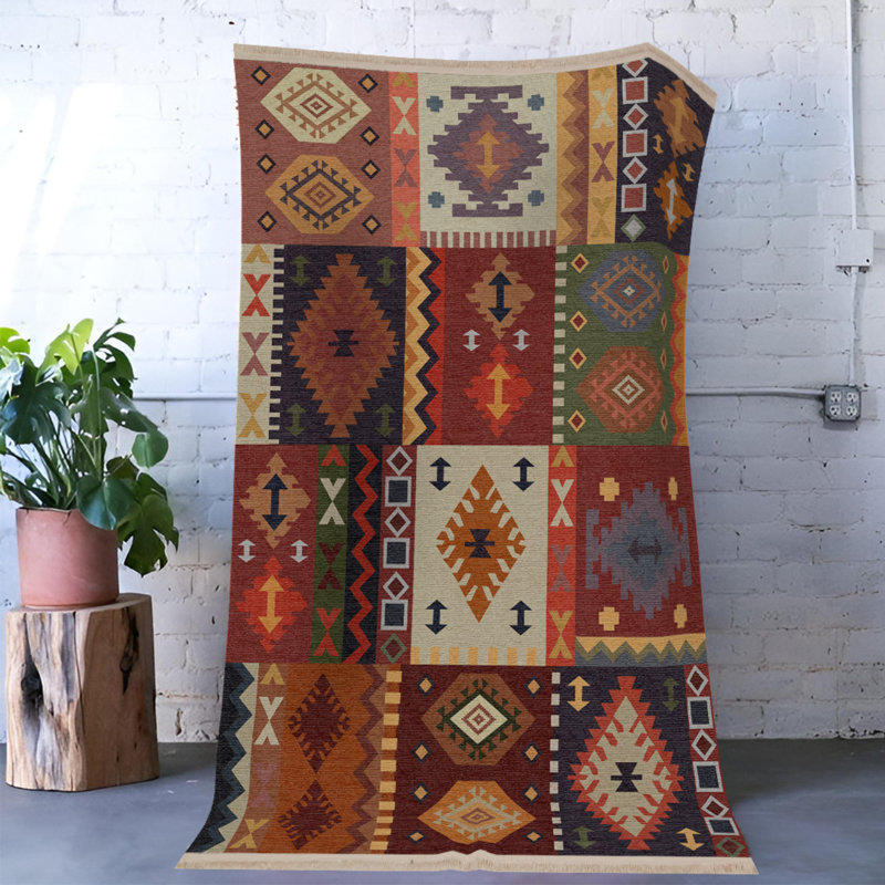 Tapis brun / brun intérieur / extérieur en polypropylène tissé à la machine Korianne, Rectangle 2 pi 8 po x 5 pi