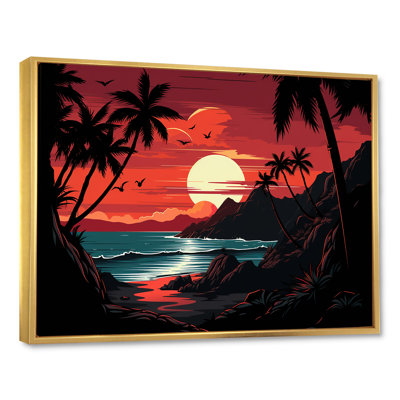 Red Sunset Bold Landscape - Coastal Sunset Wall Art