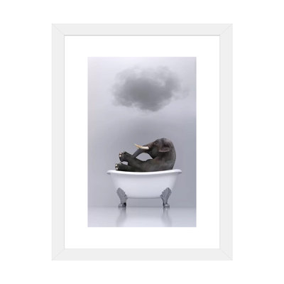 «Elephant Relaxing in the Bath» par Mike Kyiv - reproduction d'art
