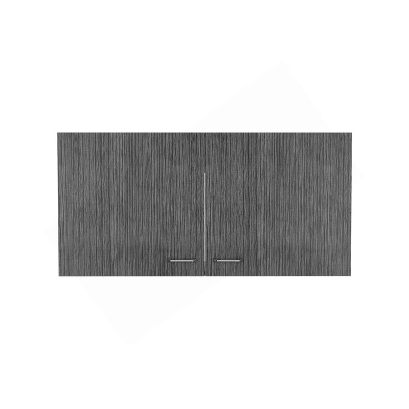 Armoire murale Toran, deux tablettes, double porte, finition blanc / chêne fumé, Gris