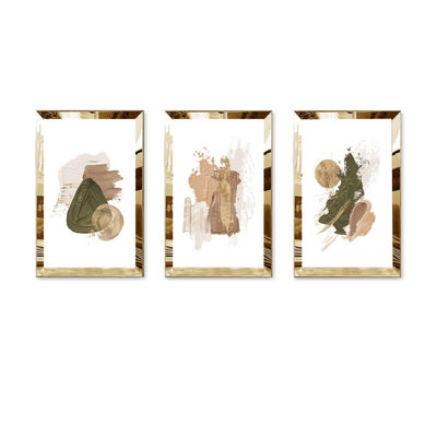 Stunning Decorative MDF-Plexiglass Painting Set (3 Pieces), 11.8 x 15.7 Inches Each | 100% MDF with 3 mm Thickness & Durable PLEXIGLASS Frame | Perfect Wall Art for Living Room, Bedroom & Office Decor