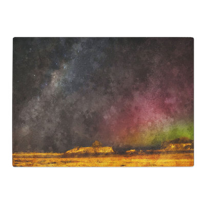 Tempered Glass Aurora Australis Lights in New Zealand Painting Chopping Board
