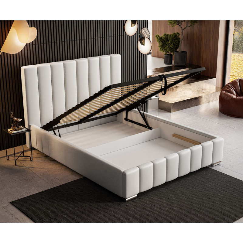 Emiljan Velvet Upholstered Bed, 140 x 200cm, Bordeaux