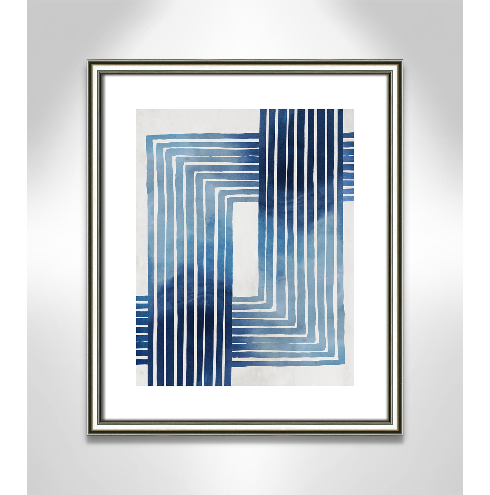 Lanny "In Unison" Painting by Eva Watts, Silver Framed Paper, 19" H x 16" W x 0.88" D