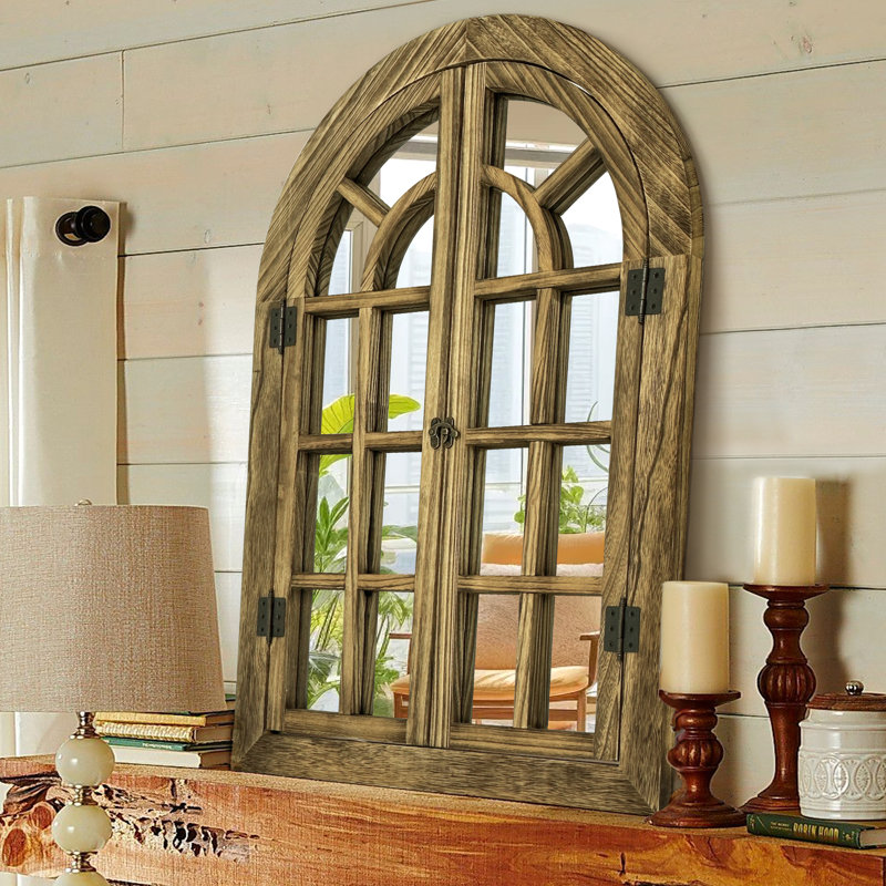 Miroir mural en bois massif Paola, 30 po x 20 po, Bois moyen