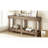 U_Style 62.9" Vintage Entryway Table - Fir Solid Wood With Natural Grain, 6 Reinforced Legs & 4.5" Thick Desktop, Metal Rivet Decor & Plank Under-Shelf, Console Table For Hallway, Living Room-1308997732