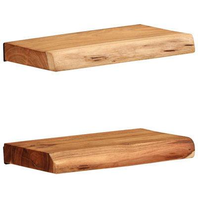 Wall Shelves 2 Pcs Solid Wood Acacia
