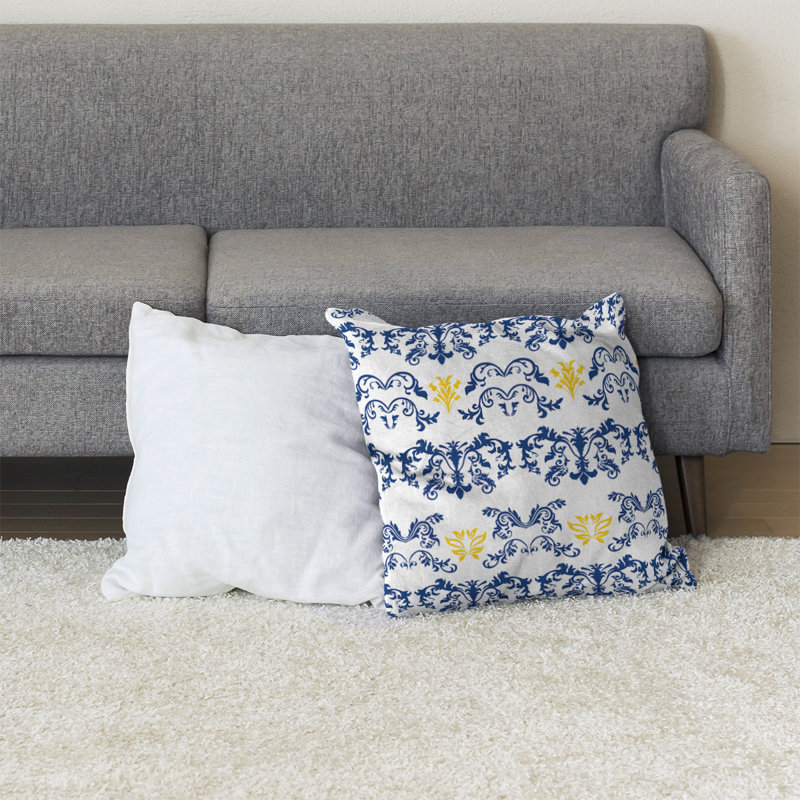 Housse et insert de coussin carré LA Football Baroque, 28 po x 28 po, Bleu royal / blanc / or