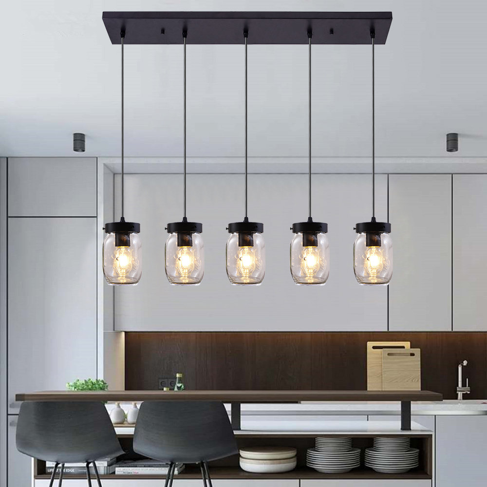Jovan 5 - Light Matte Black Kitchen Island Pendant Williston Forge