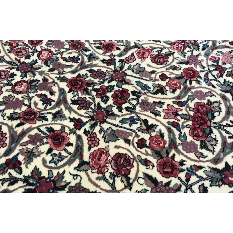 Tapis ivoire et vert noué à la main de haute qualité