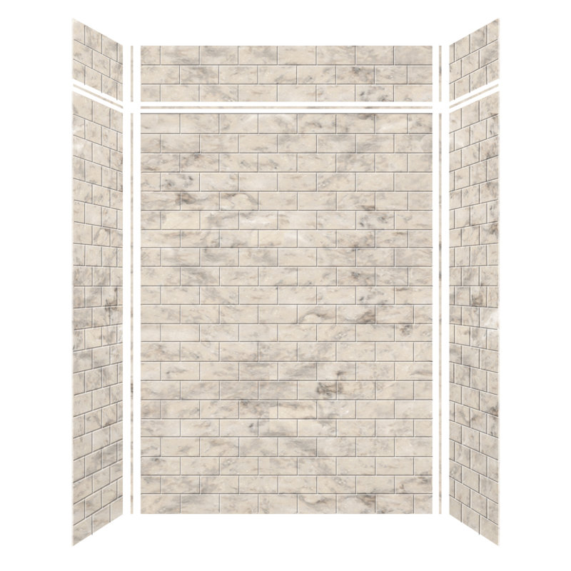 SaraMar Sand Beige 60" x 96" Solid Surface Shower Wall Kit