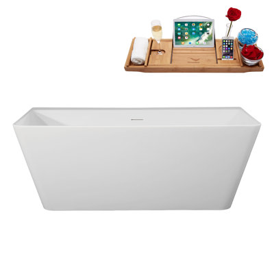 Baignoire autoportante 59 "avec drain interne Streamline