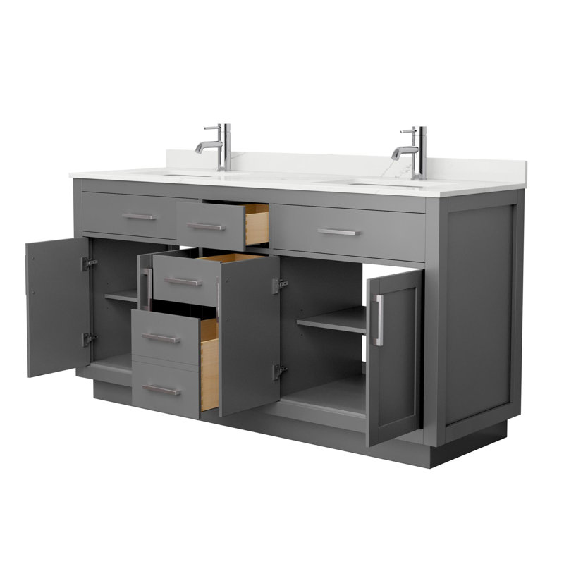 Ensemble de meuble-lavabo double 72 po Beckett, Giotto Quartz, Dark Gray, Brushed Nickel