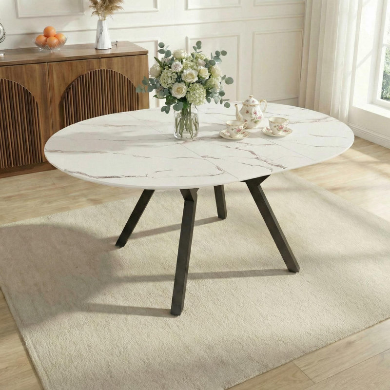 47 to 63 Inches Modern Oval Extendable Dining Table