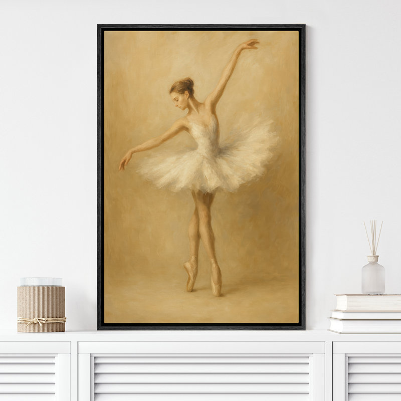 «Graceful Ballet Dancer Classical Pose Scene», reproduction d'art sur toile encadrée, H 24 po x l 16 po x P 1,5 po