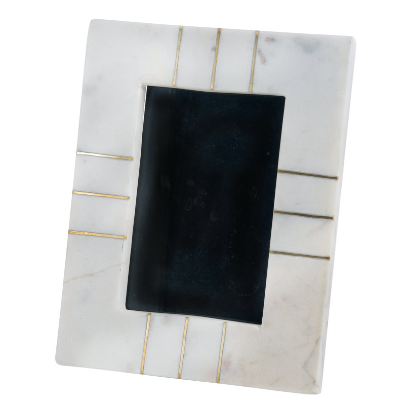 Cadre pour photo en marbre gaufré blanc / doré Kevon, 4 po x 6 po