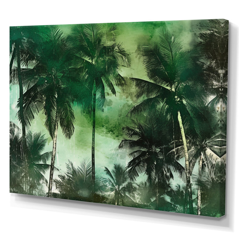 Impression sur toile palmier monochrome, paradis I - palmiers, Toile tendue, H 16 po x l 32 po x P 1 po