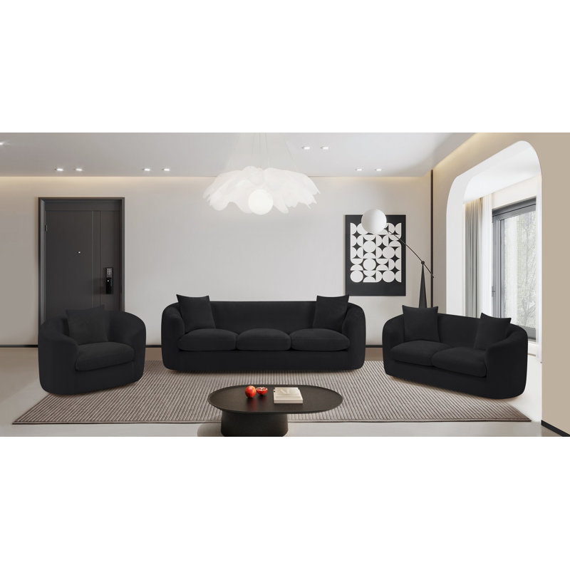 Canapé Penelope Millionder Chenille, Tissu chenille noir
