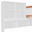 Lit simple superposé au dessus d'un lit double avec garde-robe, tiroirs, tablettes et lumière DEL en blanc et orange