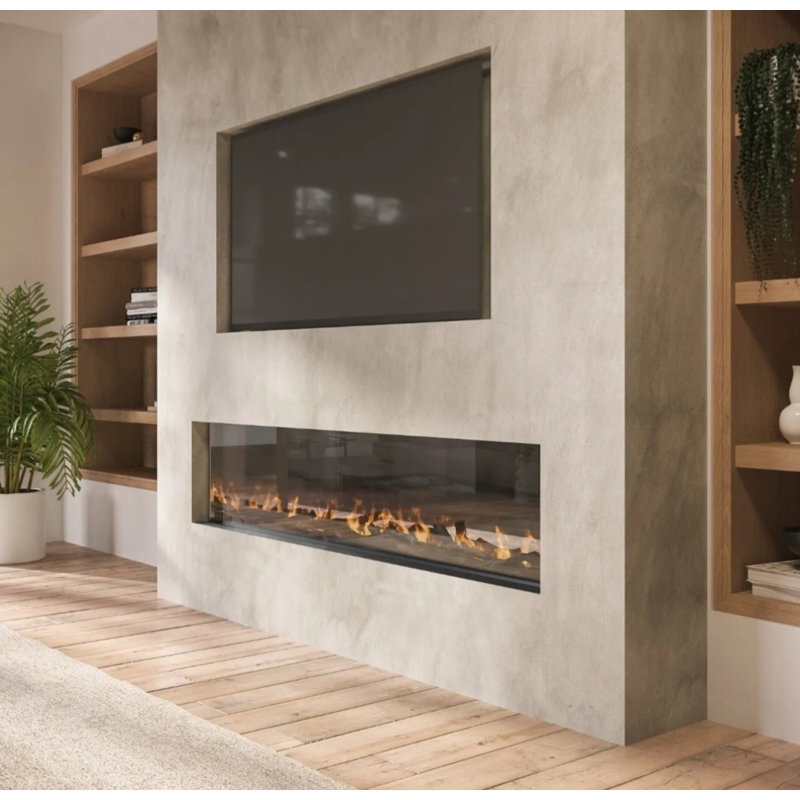 digital flames White Electric Fireplace, 16.9" H x 50" W x 6.7" D