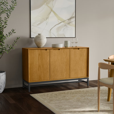 Banting 58"W Solid Wood Modern Industrial 3-Door Sideboard Buffet with Metal Frame and Legs by Simpli Home